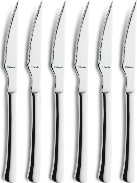 Amefa Chuletero Steak Knives, Set Of 6, Hardened Stainless Steel