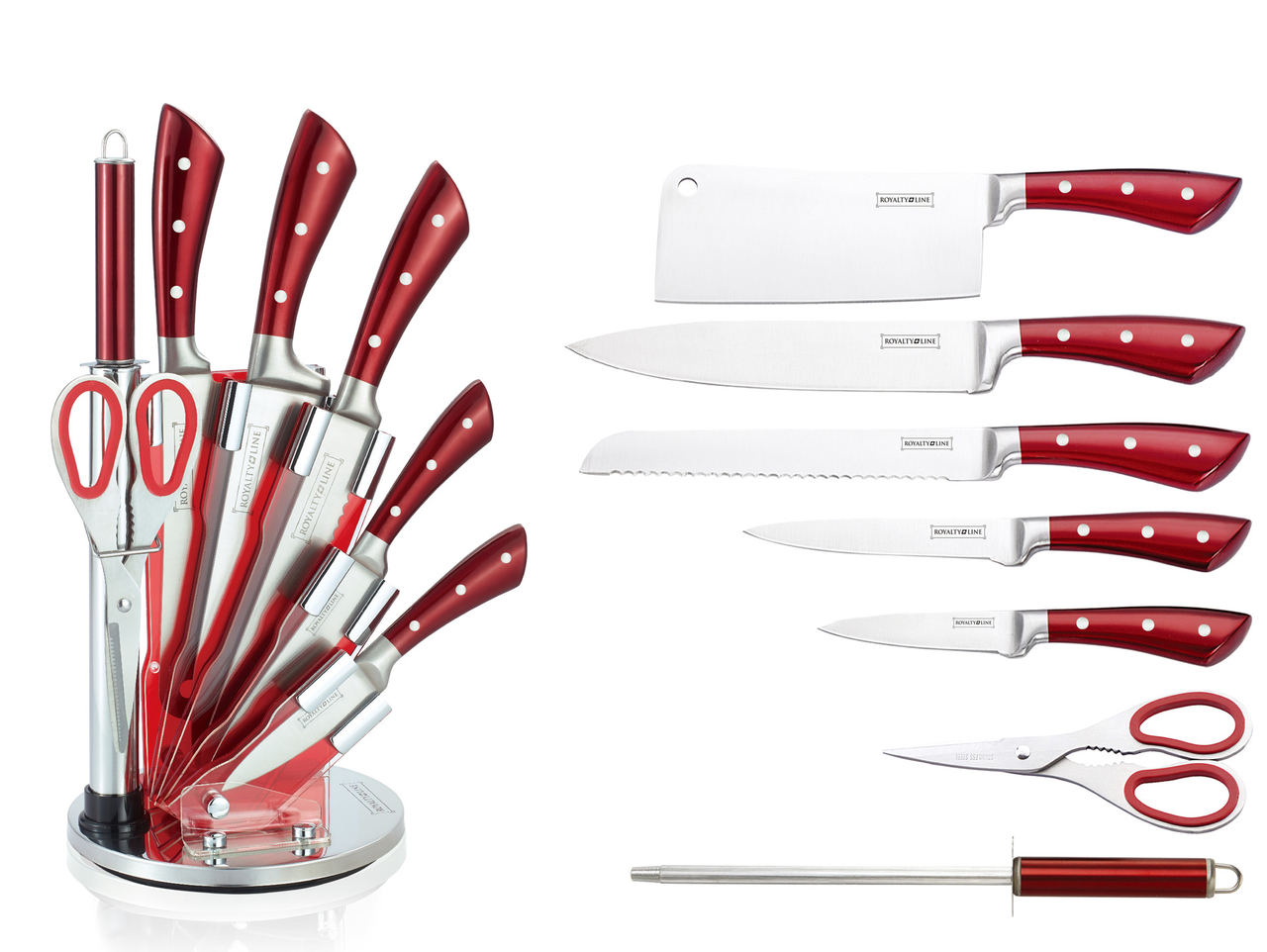 Messenset RVS 8 delig rood Royalty Limited Edition - Kookwinkel Kitchen&More