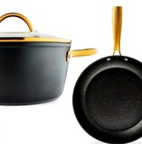 Pannenset 9-delig Luxe Amercook Zwart met gouden grepen