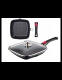 Grillpan 28 cm vierkant met deksel en afneembaar handvat