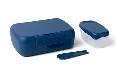 Snackbox met vork blauw 21 cm Amuse