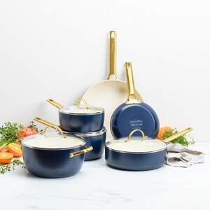 Pannenset 10 delig Greenpan Padova Oxford Blue Gold