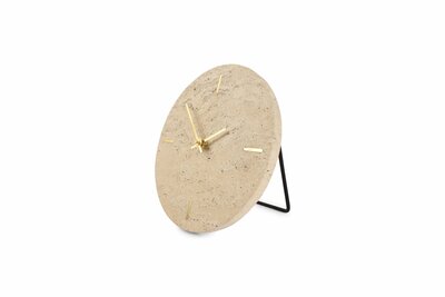 Tafelklok beige 20 cm travertijn Zone